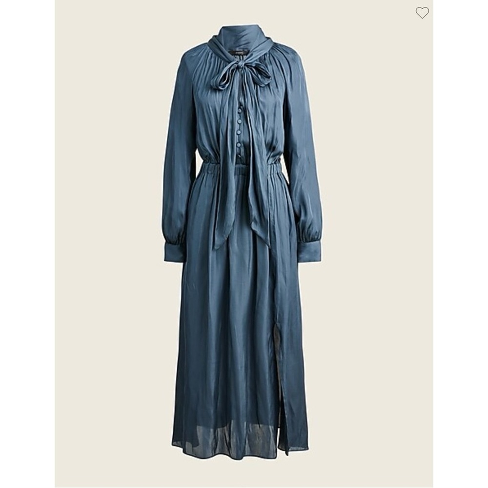 J.Crew Satin Tie-Neck Dress, Deep Midnight, Small - New!